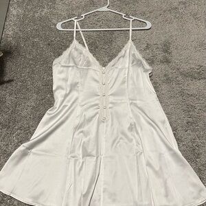 Bridal Getting Ready Slip, White Lace Trim